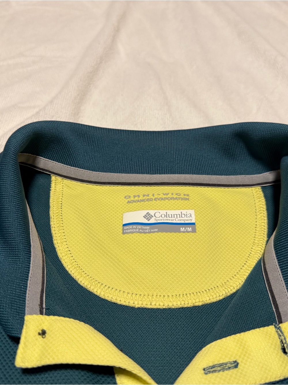 Columbia Men's Teal and Yellow Polo